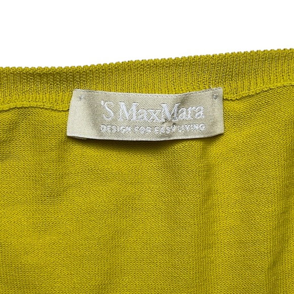 S Max Mara Cropped Cotton Cardigan Sweater Mustard Yellow Half Sleeve Size M - Picture 6 of 11